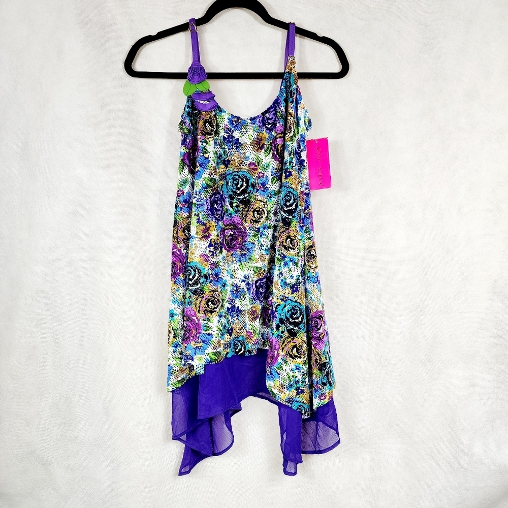 Betsey Johnson Purple Floral Swim Coverup
